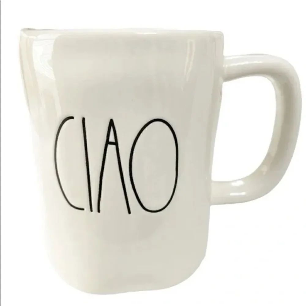 New Rae Dunn White Ceramic “CIAO” It means hello in Italian Beautiful & Fun Mug